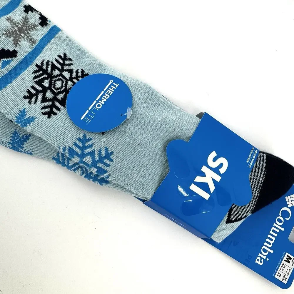 Columbia Women's Thermolite Snowflake Ski Socks Sky Blue Unisex Size Medium